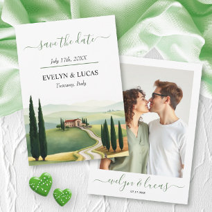 Waterverf Toscane Italië landschap foto bruiloft Save The Date