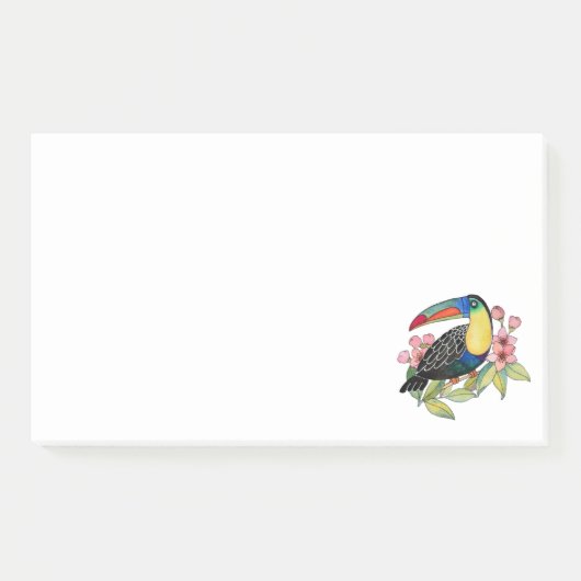 Waterverf toucan Bird with Flowers Post-it® Notes (Voorkant)