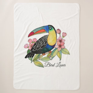 Waterverf toucan Bird with Flowers Sherpa Deken