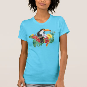 Waterverf Toucan en Hibiscus T-shirt