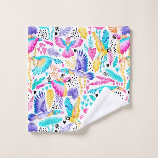 Waterverf Toucans, Maccaws en kolibrie Oerwoud Bad Handdoek (Wasdoekje)