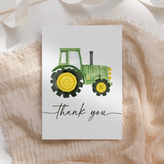 Waterverf Tractor Baby shower Bedankkaart