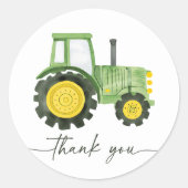 Waterverf Tractor Baby shower Ronde Sticker (Voorkant)