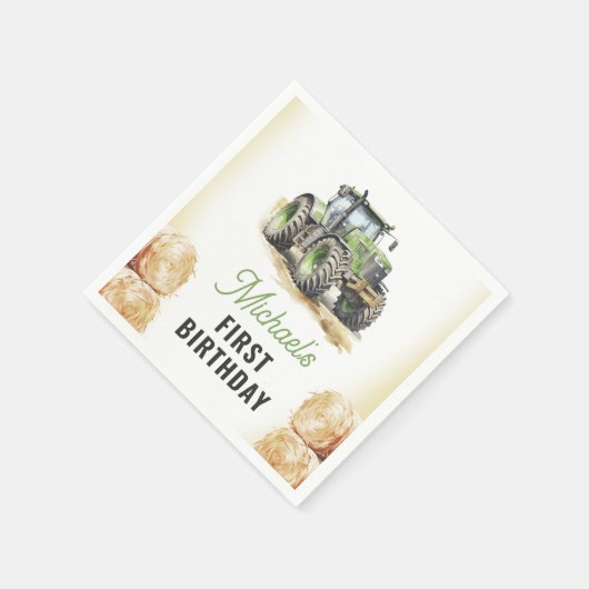 Waterverf Tractor verjaardagsfeestje Servet (Hoek)