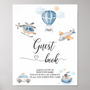 Waterverf Transport baby shower gastboek Poster