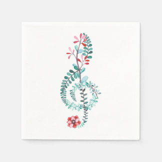 Waterverf Treble Clef Party servetten | Muziekthem