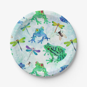 Waterverf Tree Frogs Dragonfly Natuur Papieren Bordje