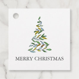 Waterverf Tree Kerstcadeau Tags Bedankjes Labels