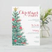 Waterverf Tree Kerstfeest Elegante Uitnodiging (Staand voorkant)