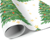 Waterverf Tree Merry Christmas Wrapping Papier (Rol Hoek)