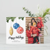 Waterverf Tree Ornament Feestdagenkaart (Staand voorkant)