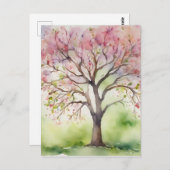 Waterverf Tree Painting Briefkaart (Voorkant / Achterkant)