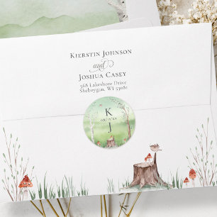 Waterverf Tree Whimsical Boho Huwelijksuitnodiging Ronde Sticker