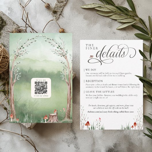 Waterverf Tree Whimsical Forest Wedding Details Informatiekaartje