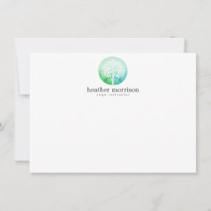Waterverf Tree Yoga en Wellness Flat Notecard Notitiekaartje