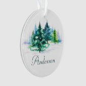 Waterverf Trees gepersonaliseerd ornament (voorkant)