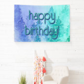 Waterverf Trees Happy Birthday Spandoek (Insitu)