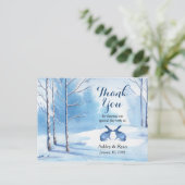 Waterverf Trees Rabbits Winter Wedding Bedankt Briefkaart (Staand voorkant)