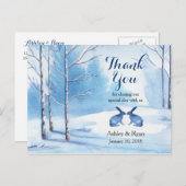 Waterverf Trees Rabbits Winter Wedding Bedankt Briefkaart (Voorkant / Achterkant)