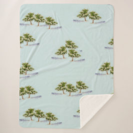 Waterverf Trees Sherpa Blanket Deken