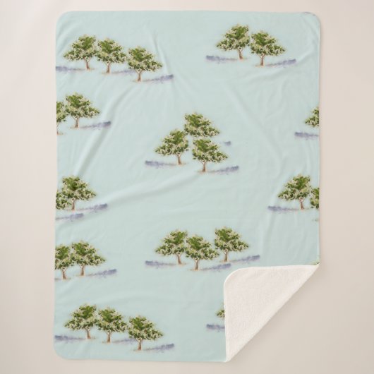 Waterverf Trees Sherpa Blanket Deken (Voorkant)
