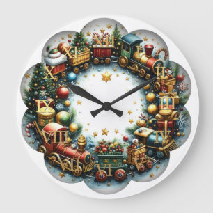 Waterverf treinen op White Christmas Grote Klok