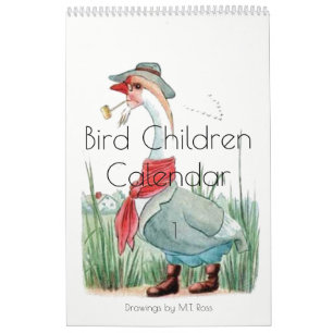 Waterverf trekkingen Vogelkinderen 1 Kalender