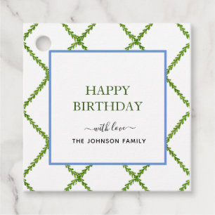 Waterverf trellis Happy Birthday gift labels