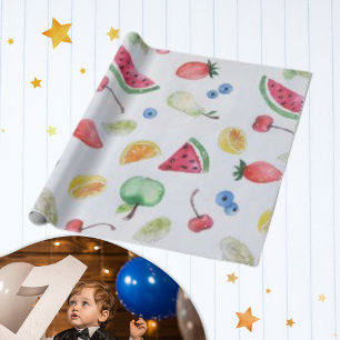 Waterverf Trend Tropische Zomer Vruchten Patroon Cadeaupapier