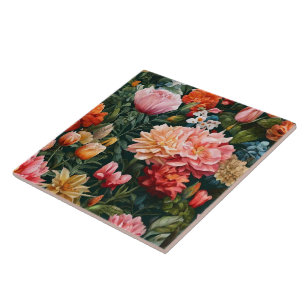 Waterverf  Trendy Bloemen Collectie Tegeltje