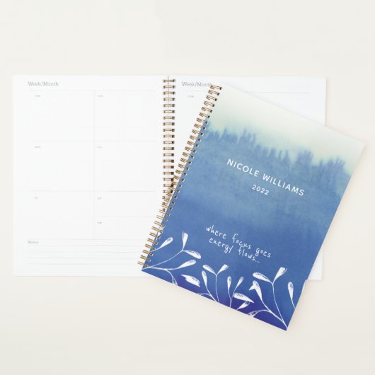Waterverf Trendy Seafoam Blue Ombre Planner (Display)