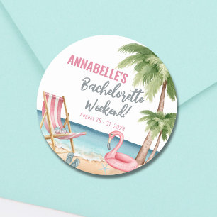 Waterverf Tropical Beach Bachelorette Party Ronde Sticker