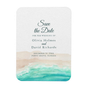 Waterverf Tropical Beach Save the Date Magneet