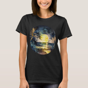Waterverf Tropical Beach Sunset T-shirt