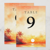 Waterverf Tropical Beach Sunset Tafelnummer (Voorkant / Achterkant)