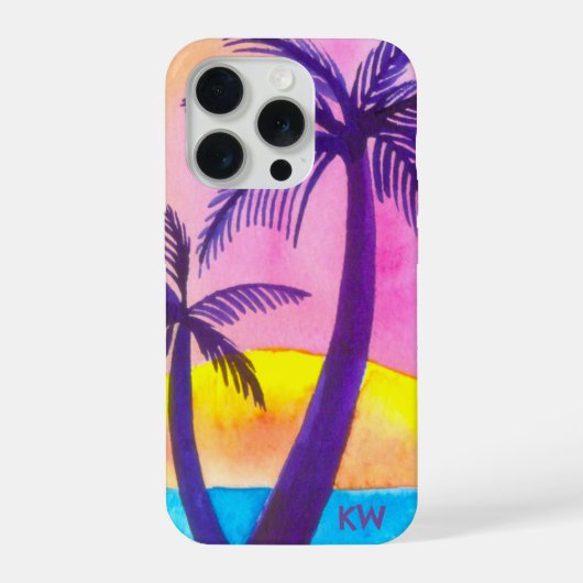 Waterverf Tropical Beach Sunset Telefoon Case iPhone Hoesje (Achterkant)