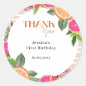 Waterverf Tropical Citrus Dank u voor Sticker (Voorkant)