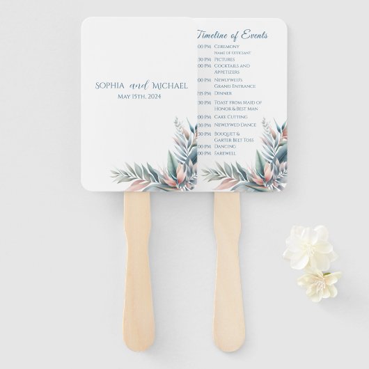 Waterverf Tropical Dream-Wedding Programma Handwaaier (Voorkant en achterkant)