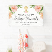 Waterverf Tropical Flowers First Holy Communion Spandoek (Insitu)