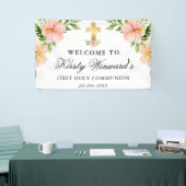 Waterverf Tropical Flowers First Holy Communion Spandoek (Beurs)