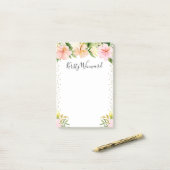 Waterverf Tropical Flowers Gouden Confetti Post-it® Notes (Op bureau)
