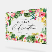 Waterverf Tropical Flowers Lijst bevestiging Acryl Bord (Hoek)