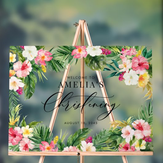 Waterverf Tropical Flowers Lijst doop Acryl Bord (Neutraal)