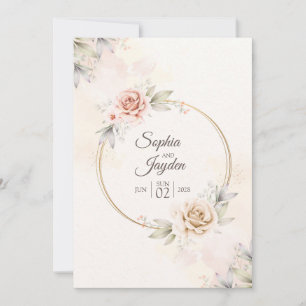 Waterverf Tropical Flowers Trouwuitnodiging Kaart