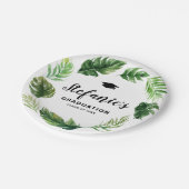 Waterverf Tropical Greenery Krans Afstuderen Papieren Bordje (Gekanteld)