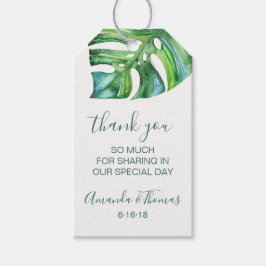 Waterverf Tropical Leaves Trouwgunst Label Cadeaulabel