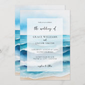 Waterverf Tropical Ocean Beach Bruiloft Kaart (Voorkant / Achterkant)