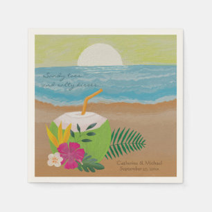 Waterverf Tropical Ocean Beach Floral bruiloft Servet