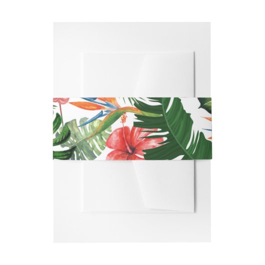Waterverf Tropical Pattern Invitation Belly Band Uitnodigingen Wikkel (Voorkant Voorbeeld)