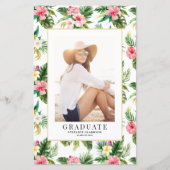 Waterverf Tropical Photo Afstuderen Uitnodiging (Voorkant)